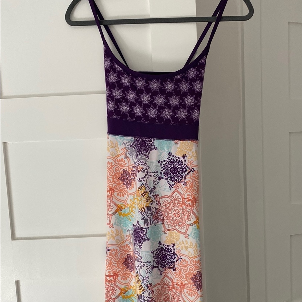 Colorful Patterned Dress with Purple Top